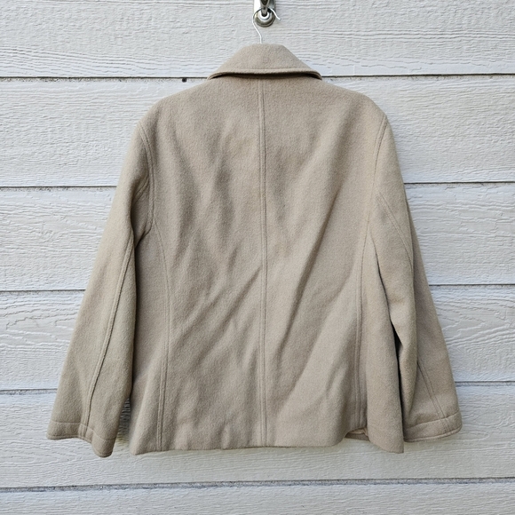 J. Crew camel colored pea coat wool nylon cashmere blend large - Picture 2 of 10
